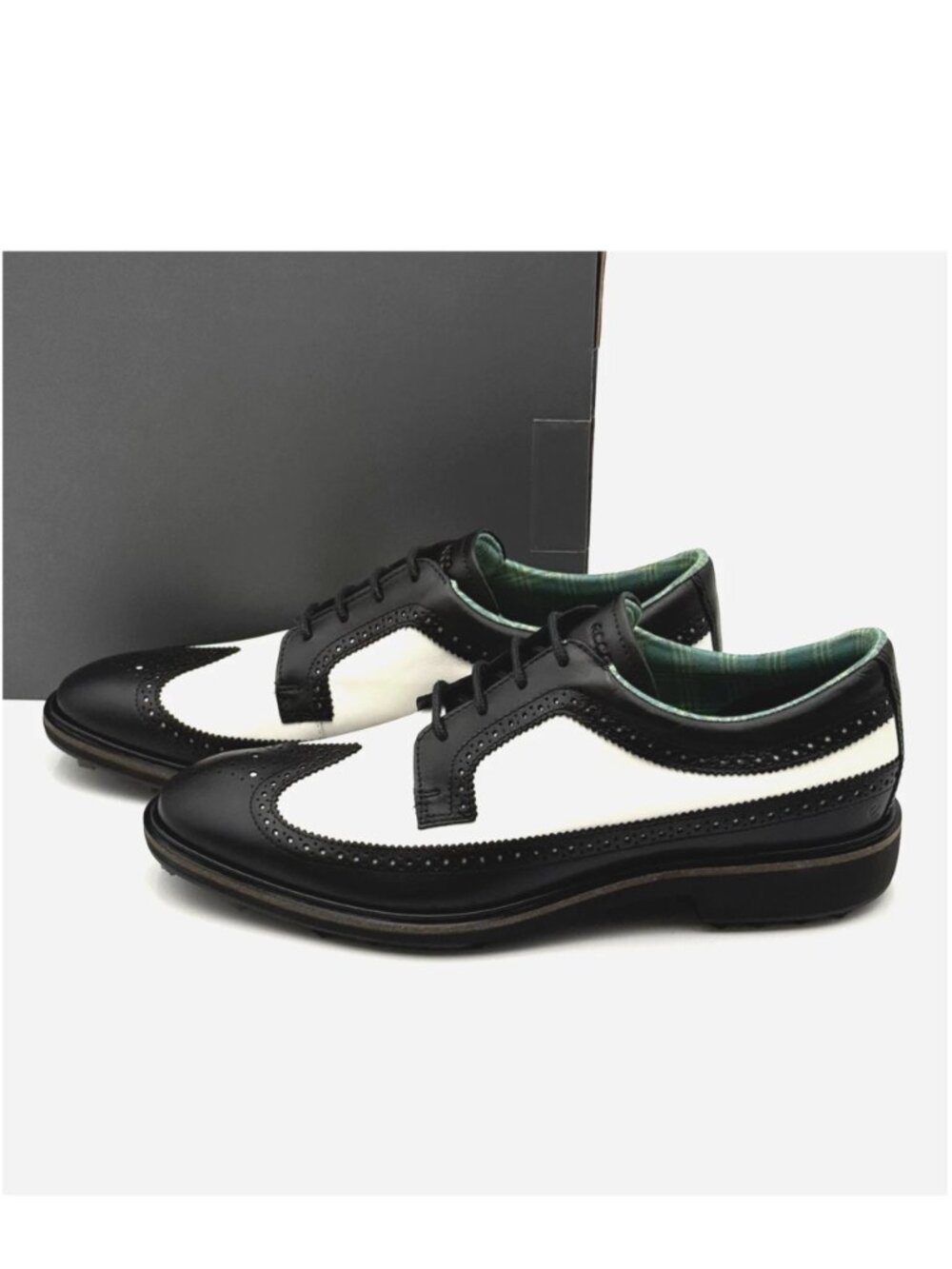 Men's 9-9.5 / EU 43 ECCO Golf Classic Hybrid Leather Shoe Black White 110224